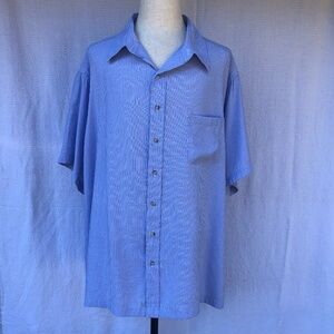 Roundtree & Yorke Men’s 4XB Blue Stripe Short Sleeve Button Down Shirt Casual